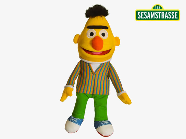 Bert Handpuppe, Sesamstraße Figur von Living Puppets, ideales Geschenk für Kinder