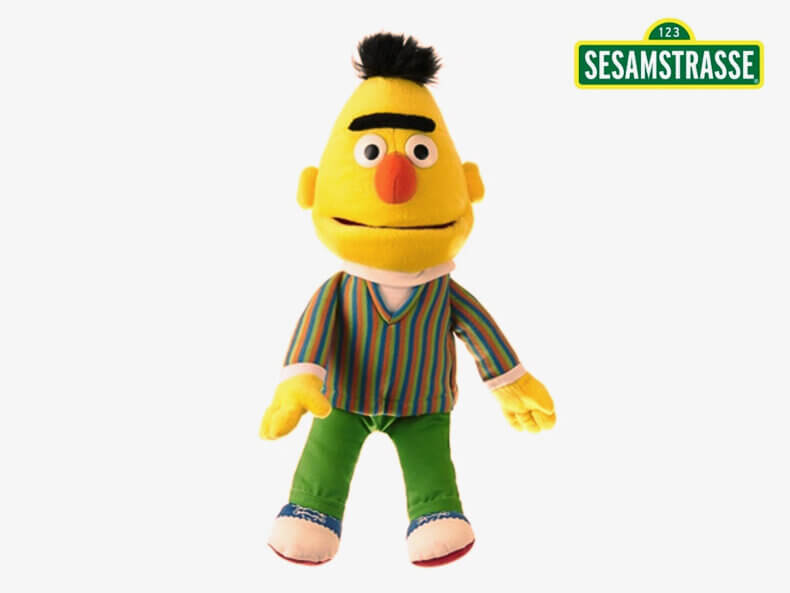 Bert Handpuppe, Sesamstraße Figur von Living Puppets, ideales Geschenk für Kinder