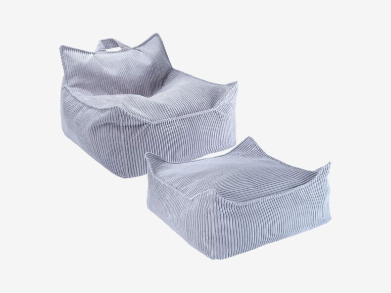 Set Kindersessel Sitzsack & Ottoman – Blaubeerblau
