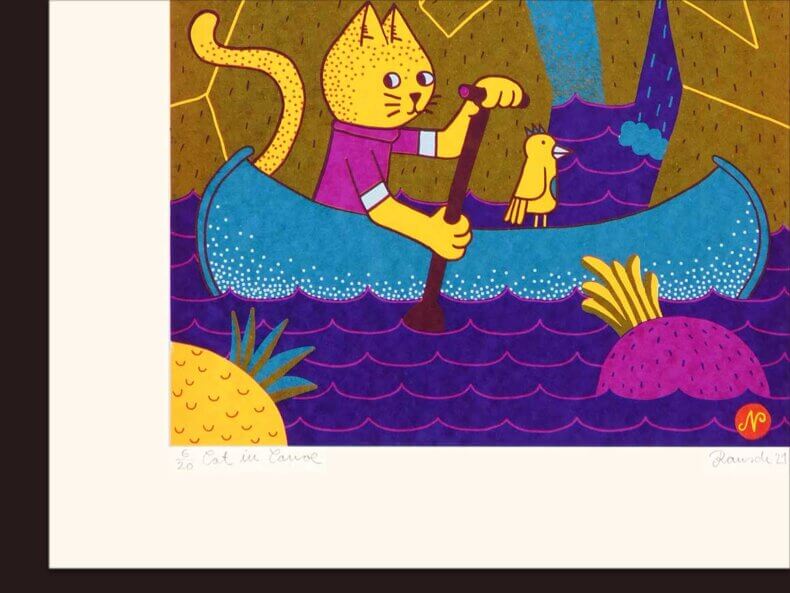 Cat in Canoe, Siebdruck – Bild 2