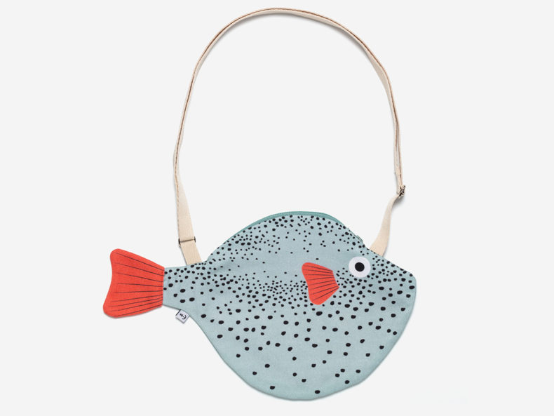 DON FISHER Small Aqua Pufferfish Tasche