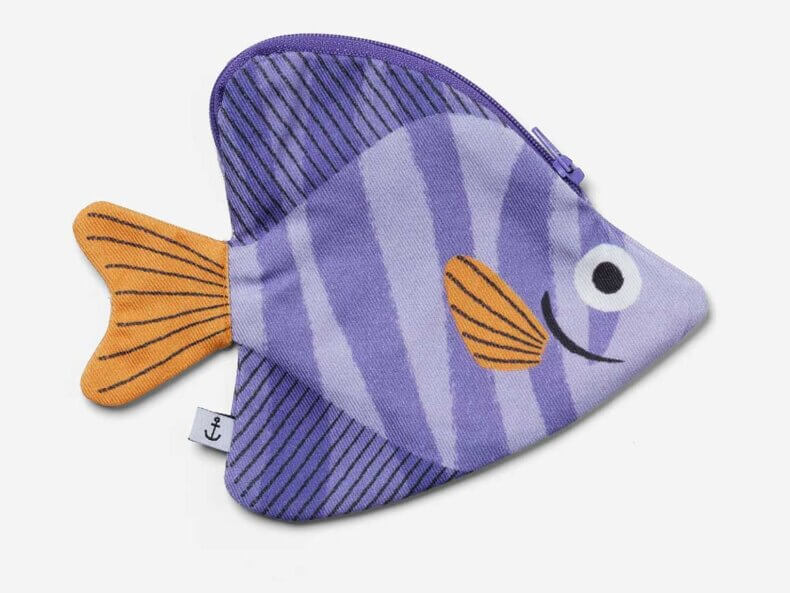 Don Fisher Moonyfish Lilac Etui – handgemachtes Etui aus Baumwolle in lila Fischform