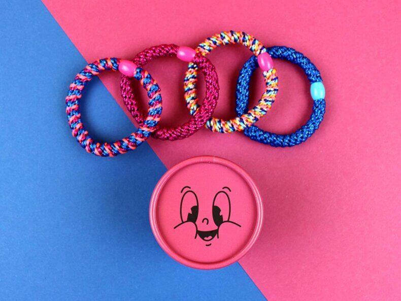 Haargummi-Set pink/blau mit 4 Haargummis
