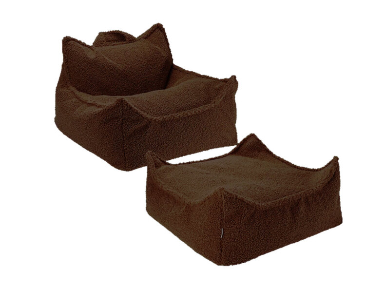 Set Kindersessel Sitzsack & Ottoman – Haselnussbraun