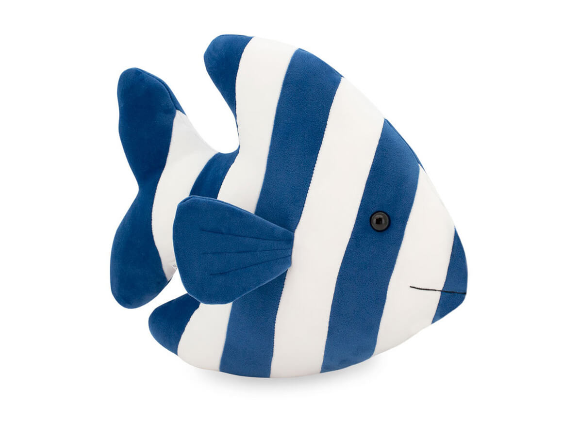 Kuschelkissen - Gestreifter Fisch blau, 40cm