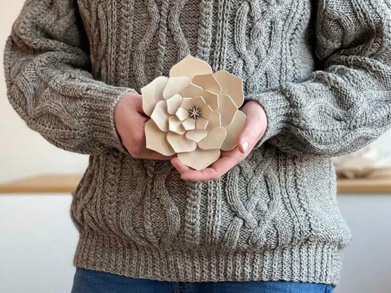 Lovi Decor Flower 15cm, natural wood – Bild 5