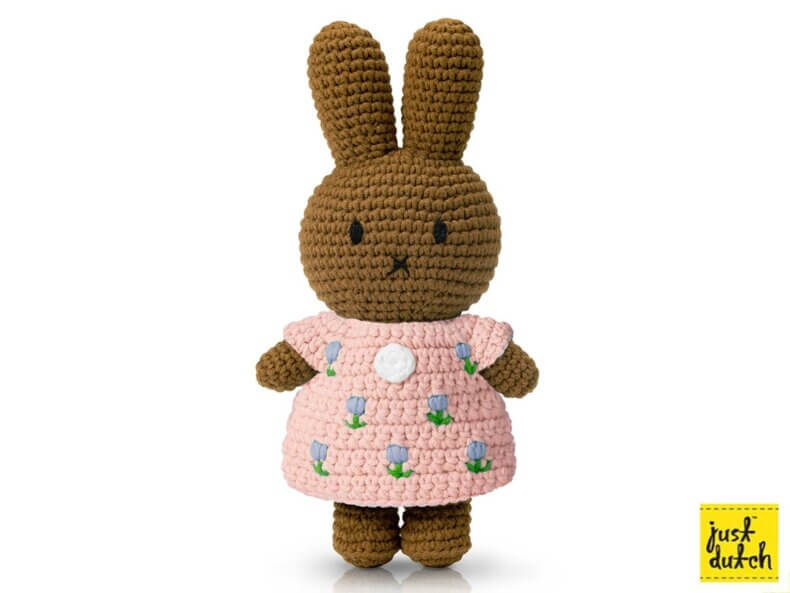 MELANIE Kuschelhase - im pastellrosa Tulpenkleid | Just Dutch