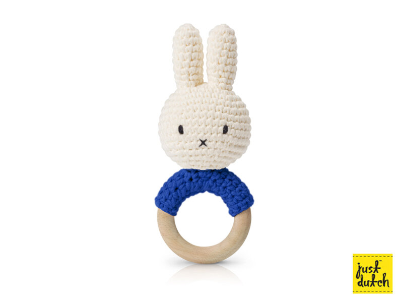 MIFFY Gehäkelter Greifling / Rassel blau