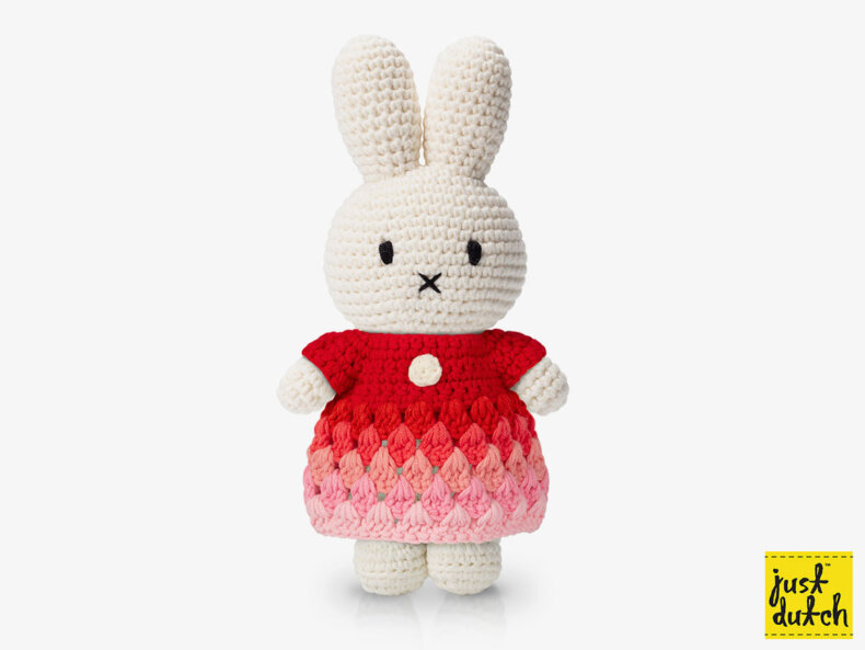 MIFFY-Kuschelhase-rotes-Regenbogenkleid