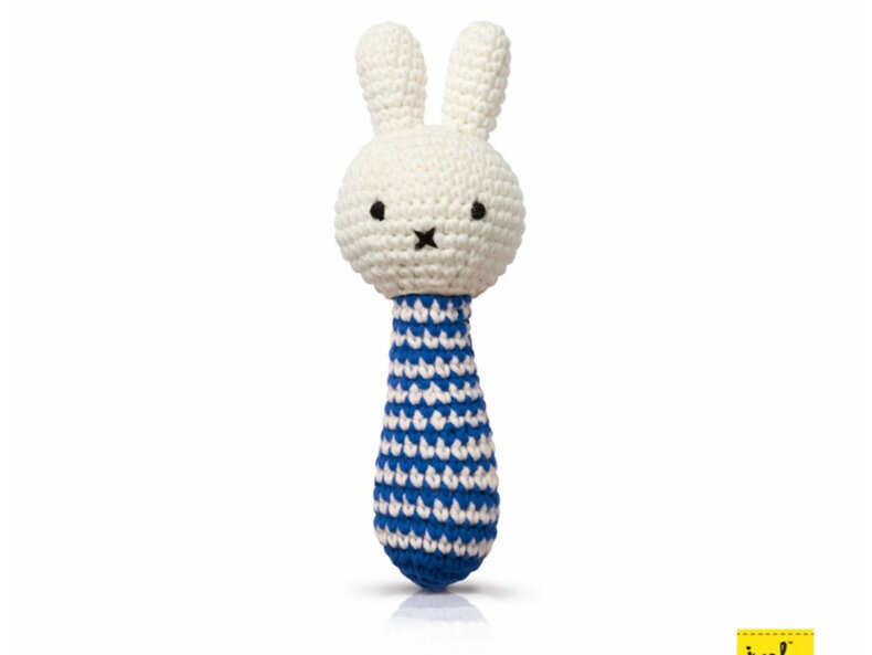 MIFFY gehäkelte Rassel, blau gestreift