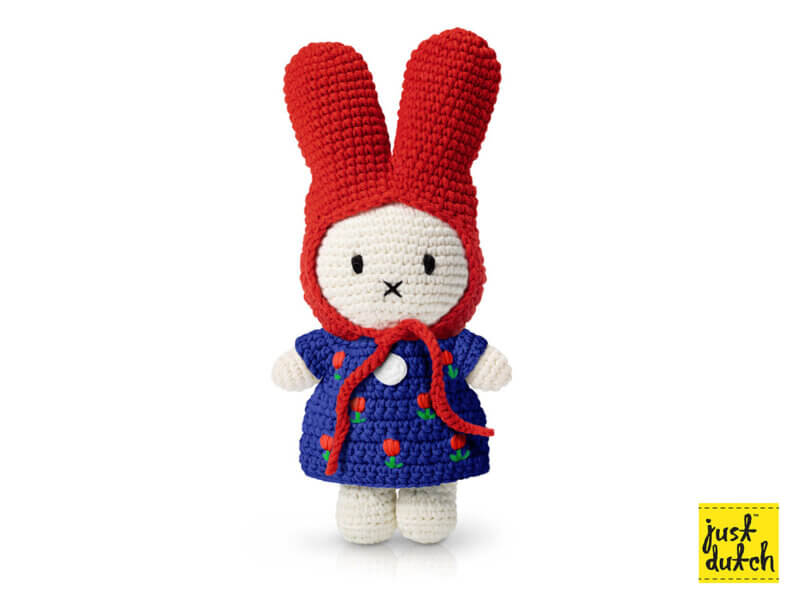 MIFFY Kuschelhase - im blauen Tulpenkleid & roter Mütze