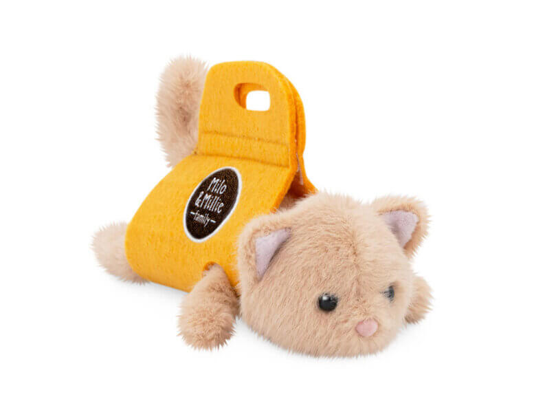 Kätzchen mit Tragetasche (13 cm), beige