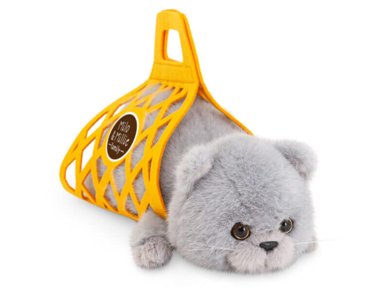 MILO, Katze mit Tragetasche (35 cm), grau