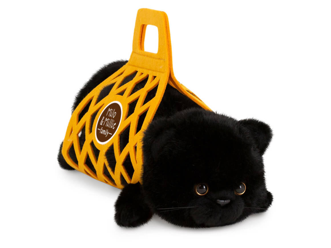MILO, Katze mit Tragetasche (35 cm), schwarz