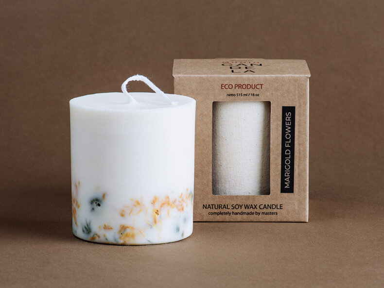 the MUNIO Duftkerze - Marigold flowers, Ringelblume Gross, 515 ml