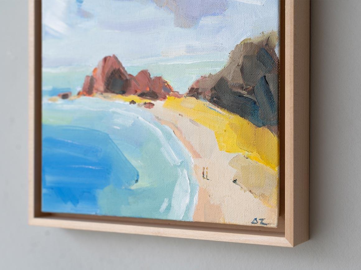 „Strand 4“ – Original Ölgemälde im Schattenfugenrahmen, Unikat – Bild 2