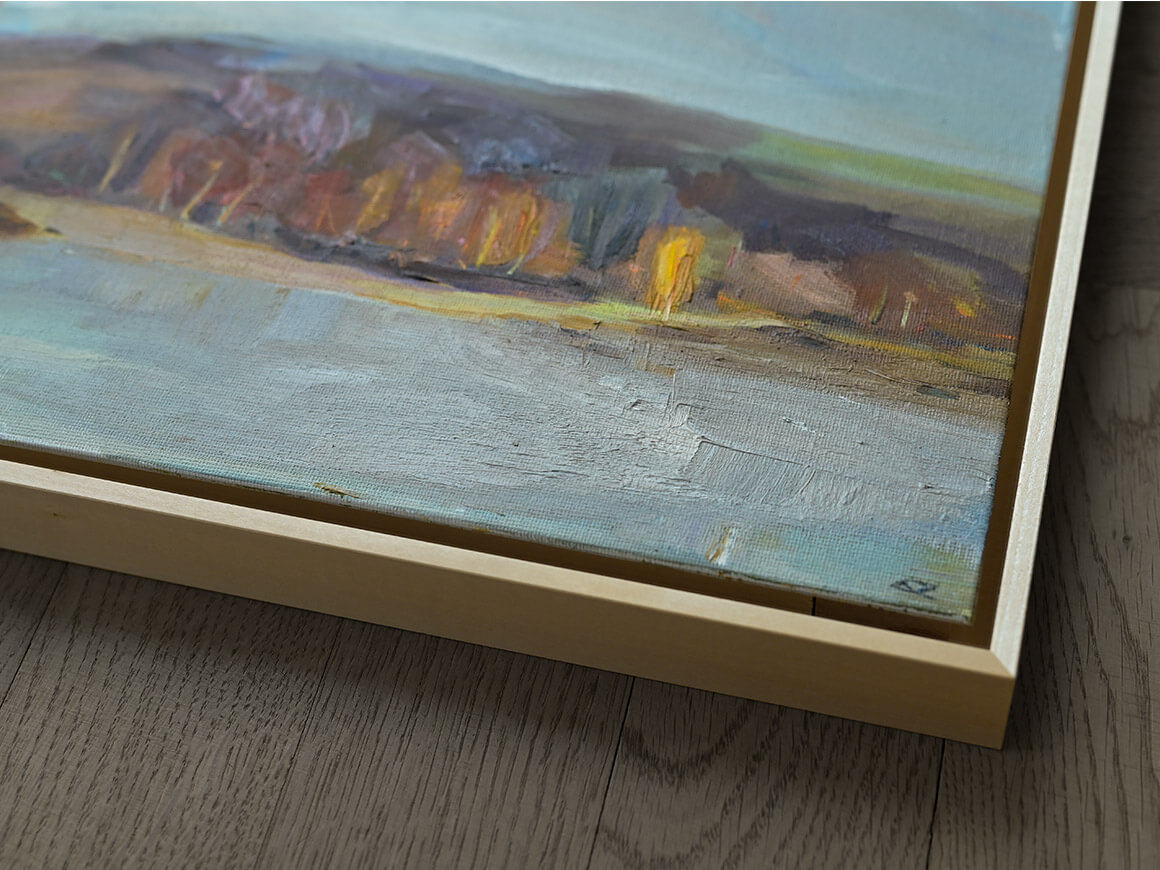 "Waldsee II" Original Ölgemälde im Schattenfugenrahmen, Unikat – Bild 3