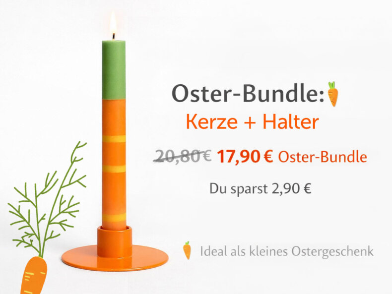 Oster Bundle: Möhrenkerze & Kerzenhalter Orange