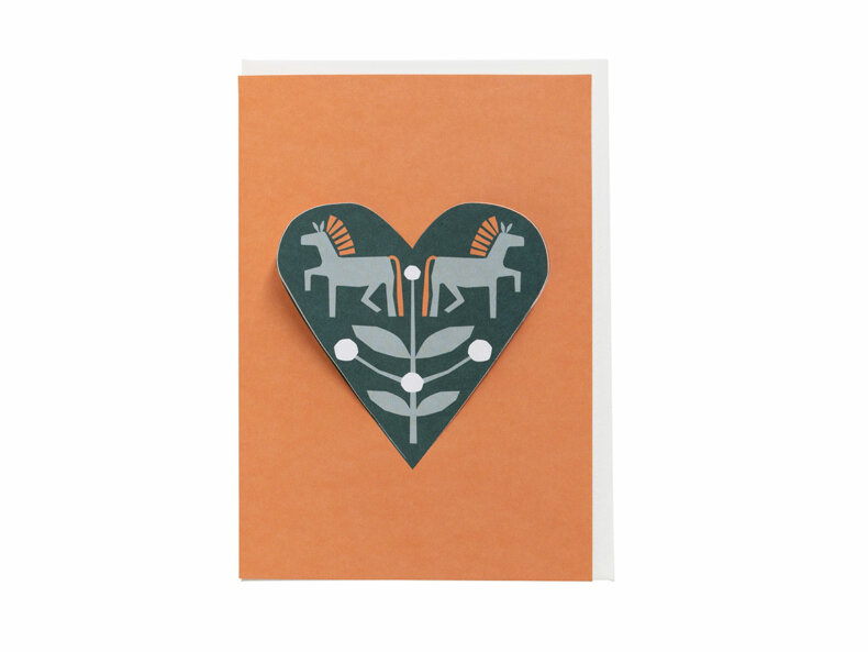 Postkarte-HEART-card-horses-brique