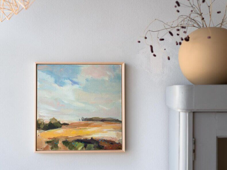 „Sommerwind I“ – Original Ölgemälde im Schattenfugenrahmen, Unikat
