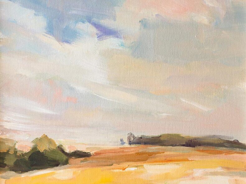 „Sommerwind I“ – Original Ölgemälde im Schattenfugenrahmen, Unikat