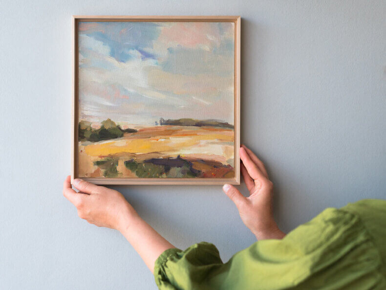 „Sommerwind I“ – Original Ölgemälde im Schattenfugenrahmen, Unikat