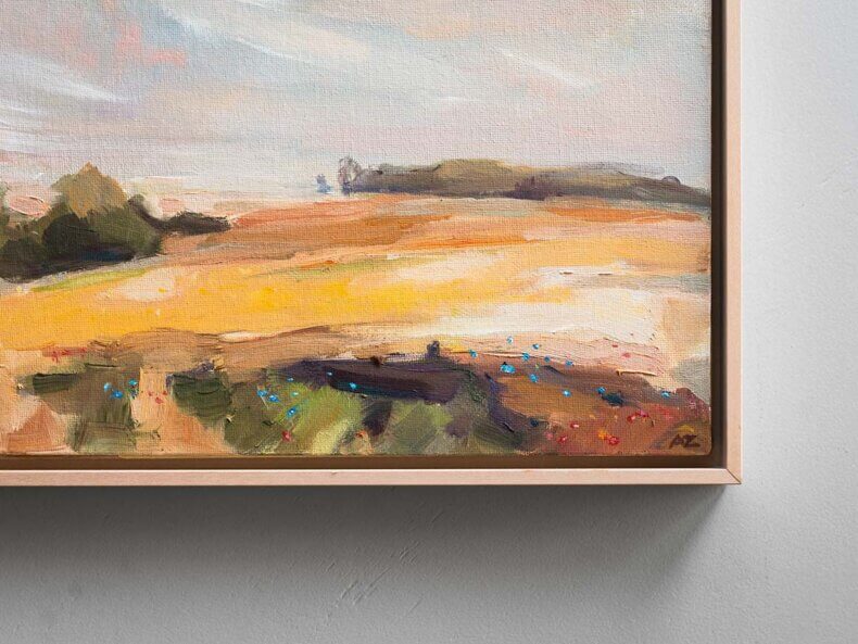 „Sommerwind I“ – Original Ölgemälde im Schattenfugenrahmen, Unikat – Bild 7