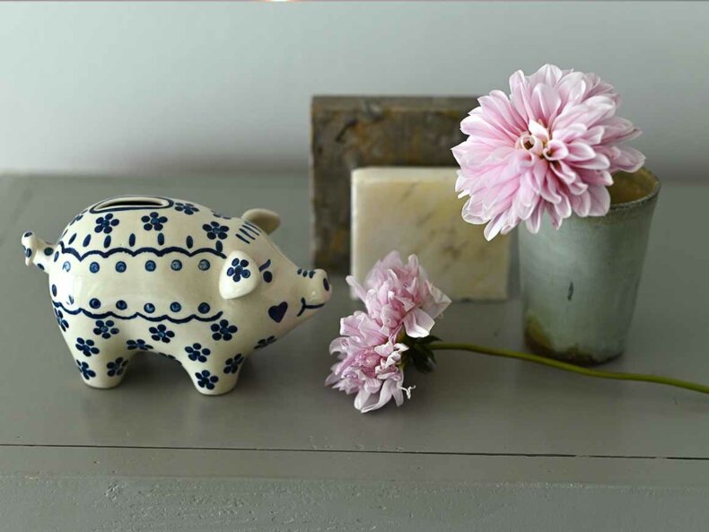 Sparschwein aus Keramik, Handarbeit