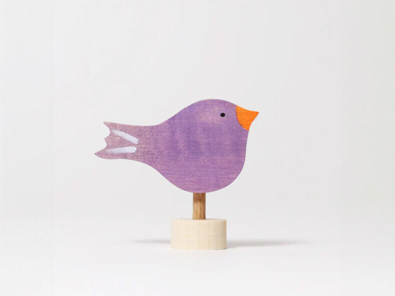 Steckfigur sitzender Vogel