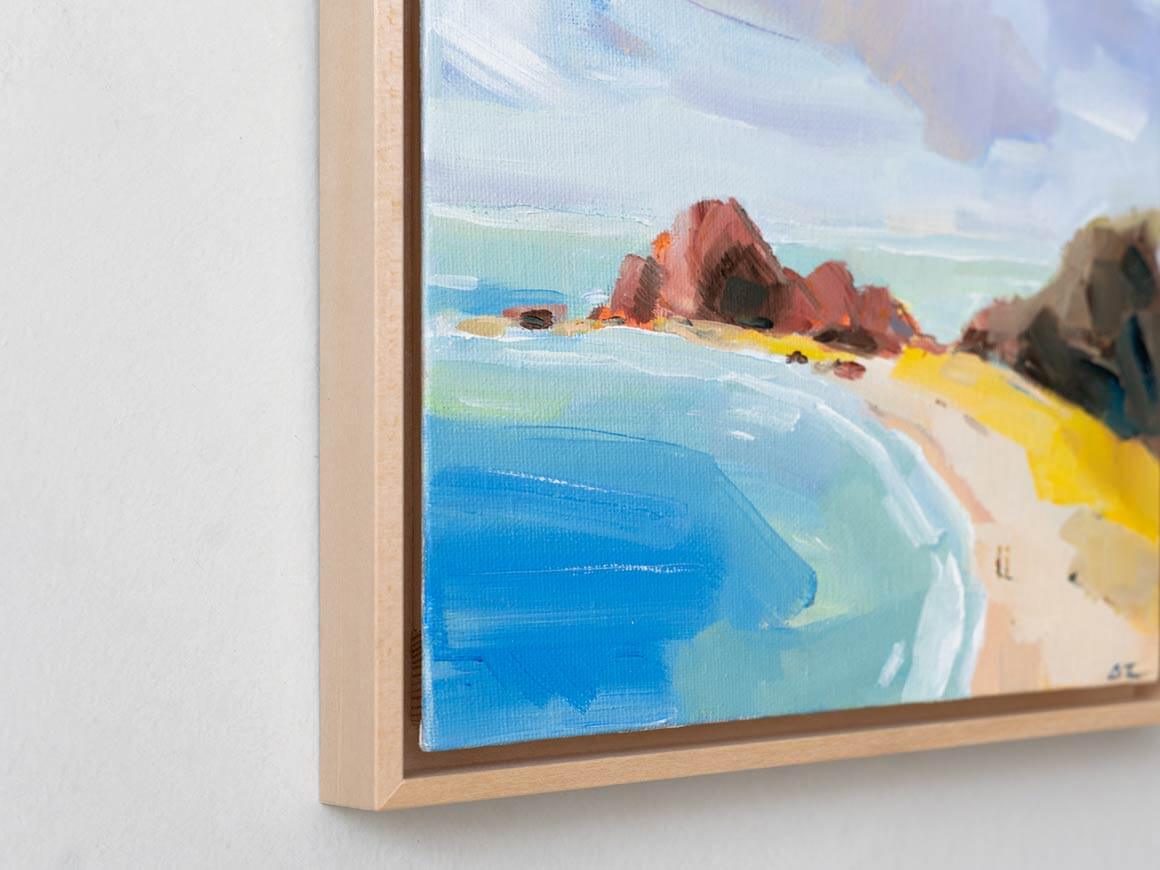 „Strand 4“ – Original Ölgemälde im Schattenfugenrahmen, Unikat – Bild 4