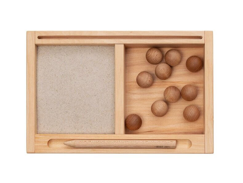 WOODEN-STORY-MONTESSORI-SAND-TRAY-2-PARTS-with-Flashcard-Holder