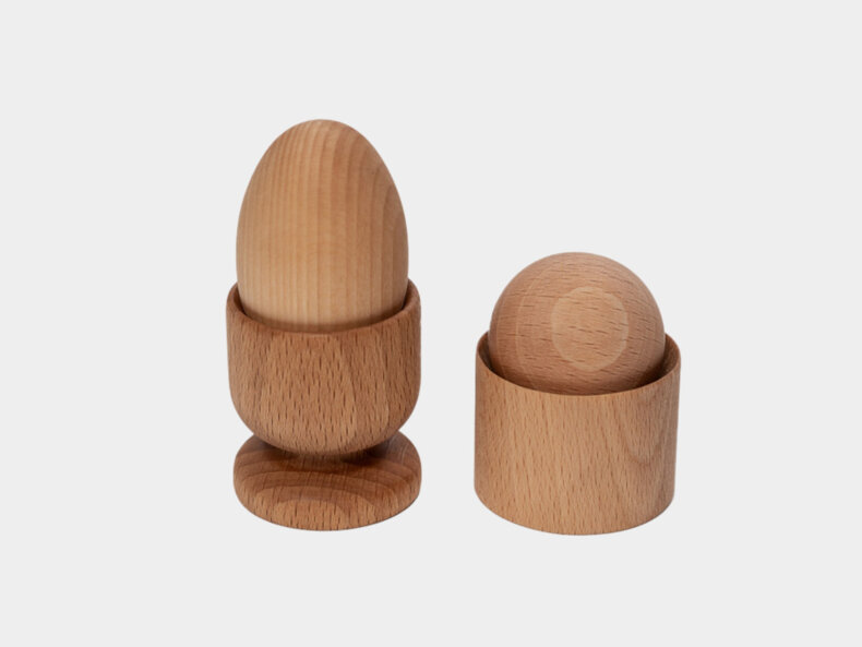 Montessori-Set Ei, Kugel, Würfel, Becher und Eierbecher – Bild 3