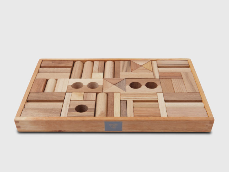 WOODEN STORY Natural Blocks in tray 54 pcs