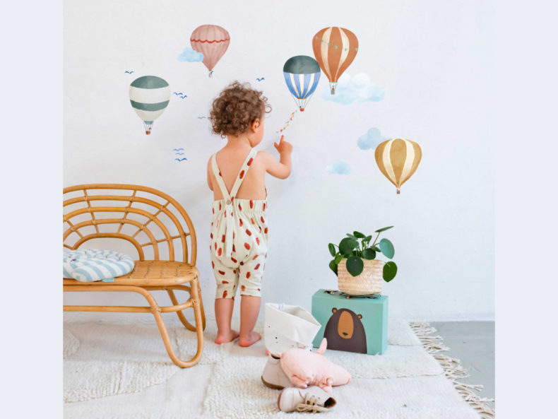 MIMI'lou Wandsticker Aquarell Heißluftballons