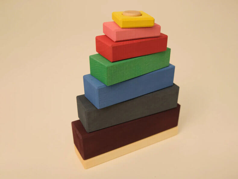 TOYTO Blocks Stacking Tower Stapelturm aus Holz mit 9 Bauklötzen